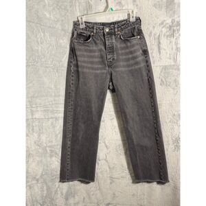 The Kooples Jeans black‎ Wash Button Fly Cropped Raw Hem Denim Size 29